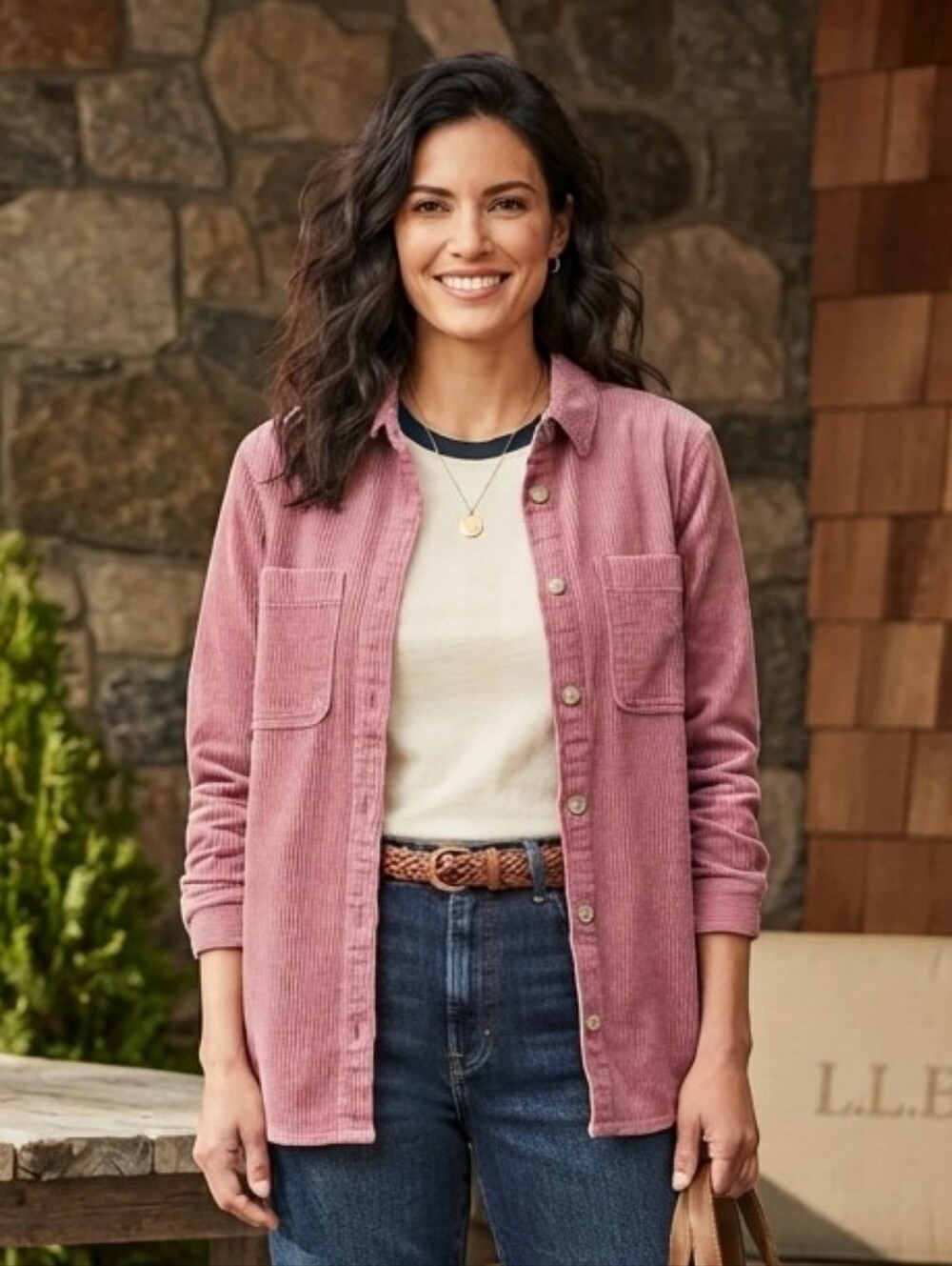 NWT L.L. Bean Dusty Mauve Oversized Utility Corduroy Shacket Size XLT Heritage